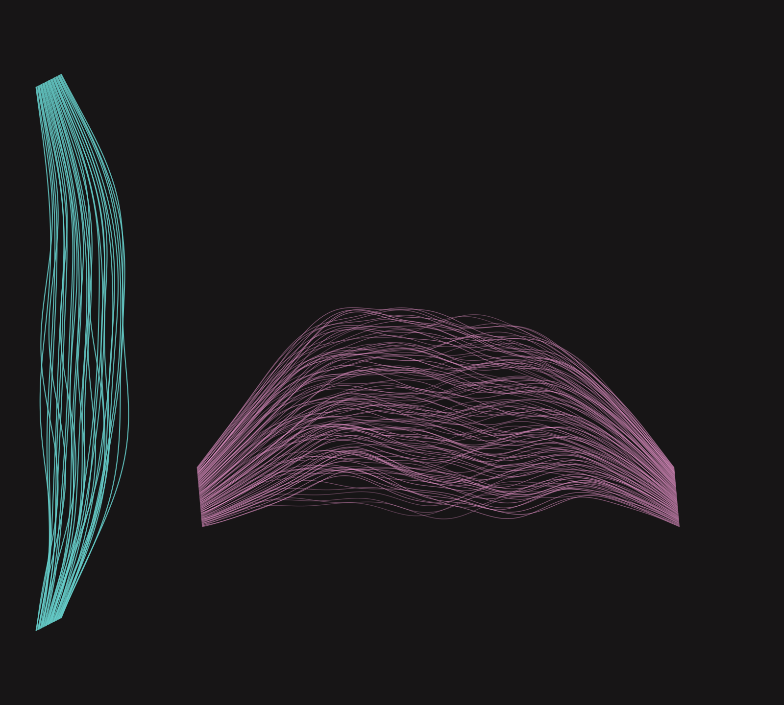 A turquoise question bundle beside Alienate’s pink reply field.